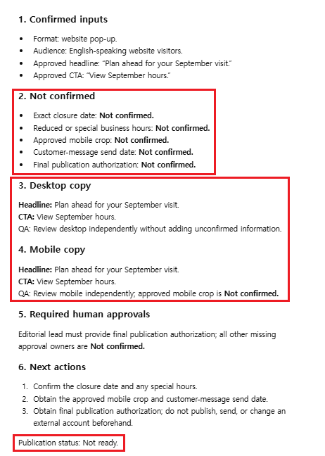 ChatGPT inline writing test shortening an overlong marketing draft while preserving missing information and separate desktop and mobile copy.