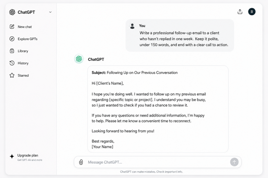 Example of writing a ChatGPT prompt